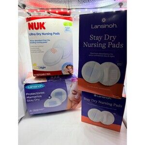 Lot of 4 Lansinoh & NUK Stay Dry Disposable Nursing Pads Breastfeeding Assorted